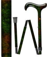 Scratch & Dent Green Impressionist Adjustable Folding Derby Carbon Fiber Walking Cane V1755