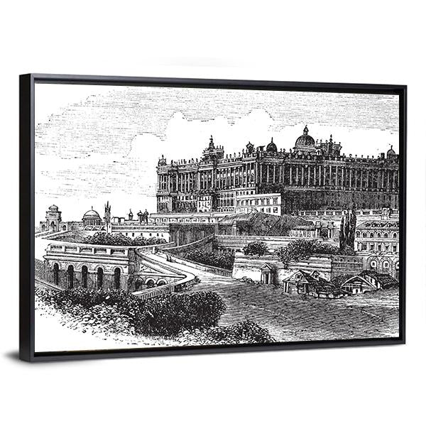 Royal Palace Of Madrid Canvas Wall Art-3 Horizontal-Gallery Wrap-25" x 16"-Tiaracle