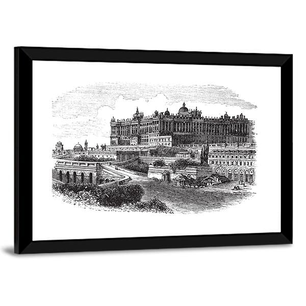 Royal Palace Of Madrid Canvas Wall Art-3 Horizontal-Gallery Wrap-25" x 16"-Tiaracle
