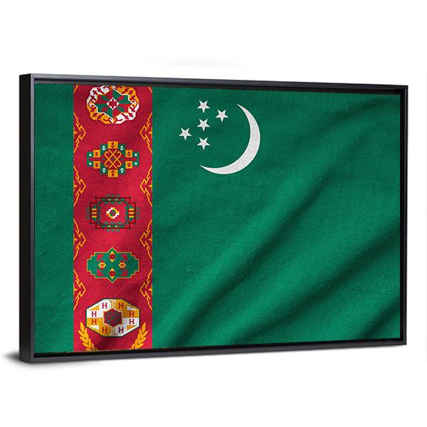 Ruffled Turkmenistan Flag Canvas Wall Art-3 Horizontal-Gallery Wrap-25" x 16"-Tiaracle