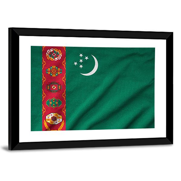 Ruffled Turkmenistan Flag Canvas Wall Art-3 Horizontal-Gallery Wrap-25" x 16"-Tiaracle
