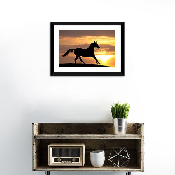 Running Horse Silhouette Canvas Wall Art-3 Horizontal-Gallery Wrap-25" x 16"-Tiaracle