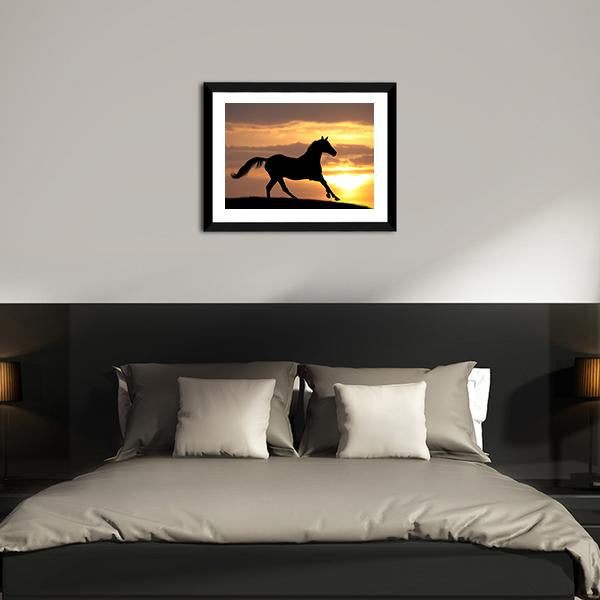 Running Horse Silhouette Canvas Wall Art-3 Horizontal-Gallery Wrap-25" x 16"-Tiaracle