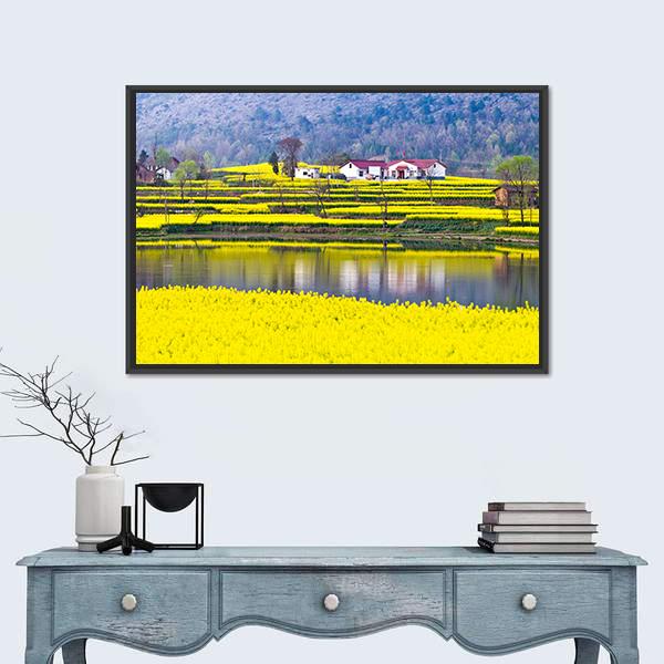 Rural Spring Scenery Canvas Wall Art-1 Piece-Floating Frame-24" x 16"-Tiaracle