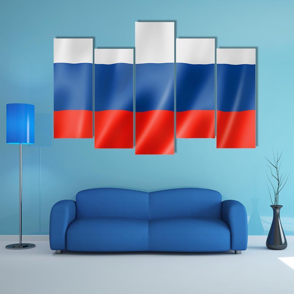 Russia Flag Canvas Wall Art-5 Pop-Gallery Wrap-47" x 32"-Tiaracle