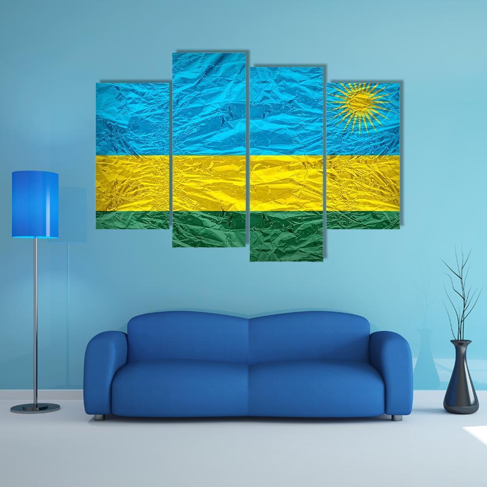 Rwanda Flag Pattern Canvas Wall Art-4 Pop-Gallery Wrap-50" x 32"-Tiaracle