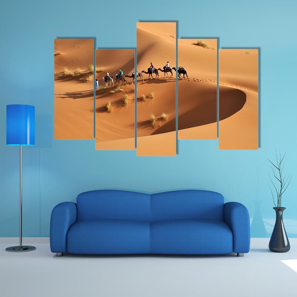 Sahara Desert Of Morocco Canvas Wall Art-5 Pop-Gallery Wrap-47" x 32"-Tiaracle