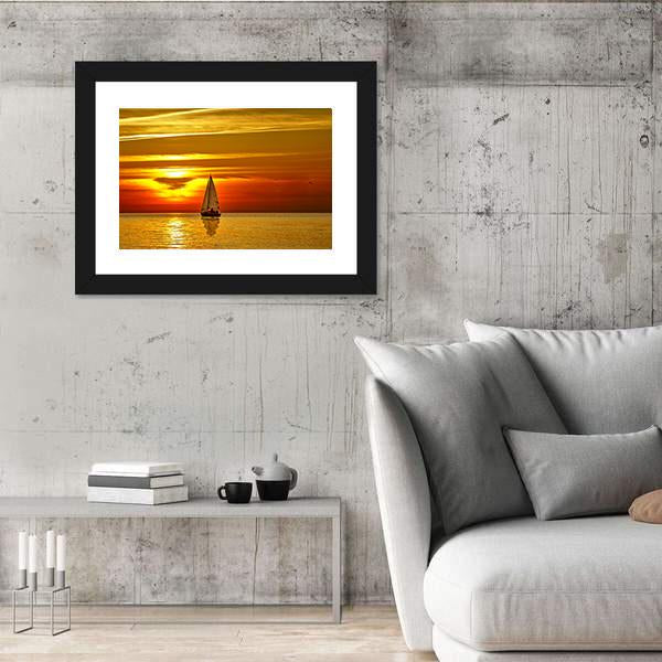 Sailboat At Sunset Canvas Wall Art-3 Horizontal-Gallery Wrap-25" x 16"-Tiaracle
