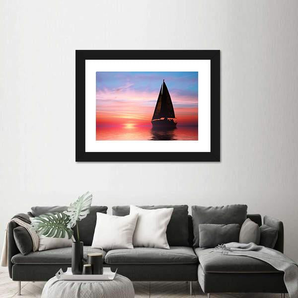 Sailing At Sunset On The Ocean Canvas Wall Art-3 Horizontal-Gallery Wrap-25" x 16"-Tiaracle