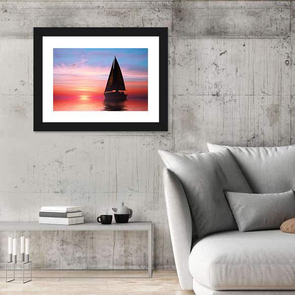 Sailing At Sunset On The Ocean Canvas Wall Art-3 Horizontal-Gallery Wrap-25" x 16"-Tiaracle