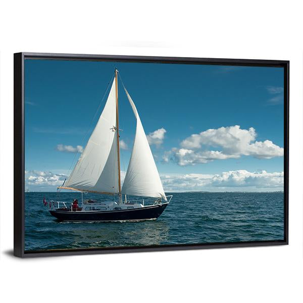 Sailing Boat On The Sea Canvas Wall Art-3 Horizontal-Gallery Wrap-25" x 16"-Tiaracle