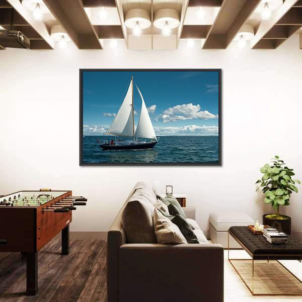 Sailing Boat On The Sea Canvas Wall Art-3 Horizontal-Gallery Wrap-25" x 16"-Tiaracle