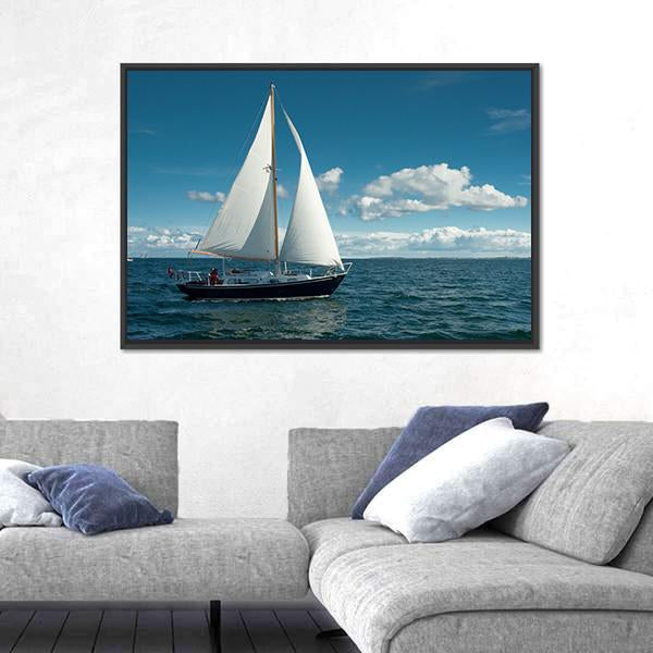 Sailing Boat On The Sea Canvas Wall Art-3 Horizontal-Gallery Wrap-25" x 16"-Tiaracle