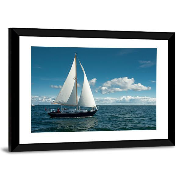 Sailing Boat On The Sea Canvas Wall Art-3 Horizontal-Gallery Wrap-25" x 16"-Tiaracle