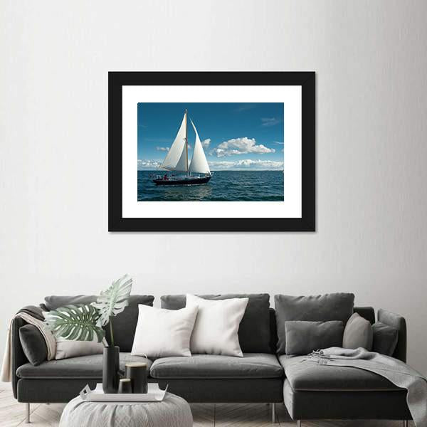 Sailing Boat On The Sea Canvas Wall Art-3 Horizontal-Gallery Wrap-25" x 16"-Tiaracle