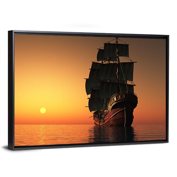 Sailing Ship Canvas Wall Art-3 Horizontal-Gallery Wrap-25" x 16"-Tiaracle