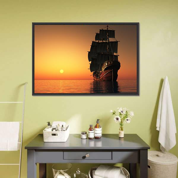 Sailing Ship Canvas Wall Art-3 Horizontal-Gallery Wrap-25" x 16"-Tiaracle
