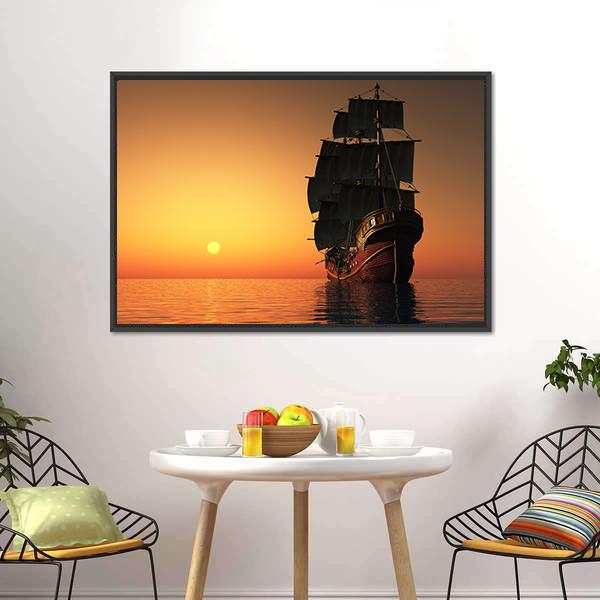 Sailing Ship Canvas Wall Art-1 Piece-Floating Frame-24" x 16"-Tiaracle