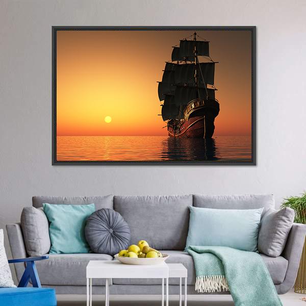 Sailing Ship Canvas Wall Art-3 Horizontal-Gallery Wrap-25" x 16"-Tiaracle