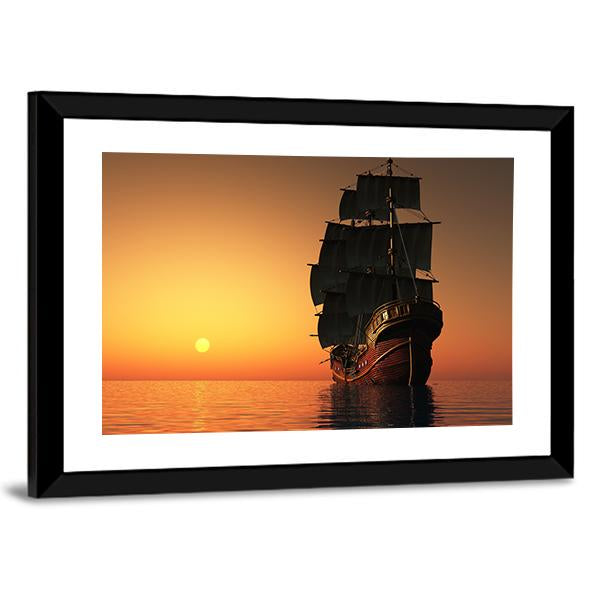 Sailing Ship Canvas Wall Art-3 Horizontal-Gallery Wrap-25" x 16"-Tiaracle
