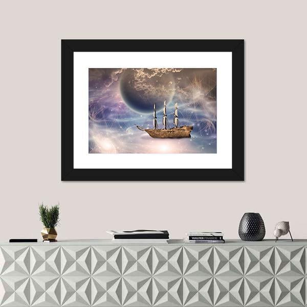 Sailing Ship With Full Sails Canvas Wall Art-1 Piece-Framed Print-20" x 16"-Tiaracle