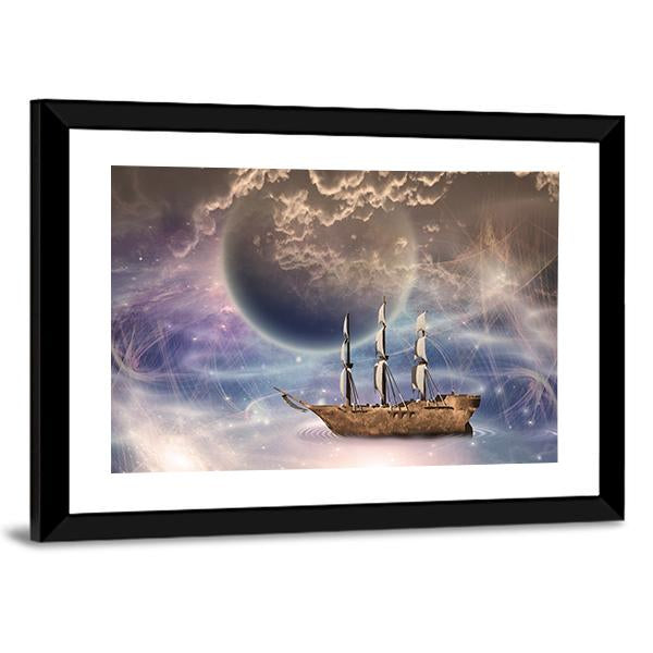 Sailing Ship With Full Sails Canvas Wall Art-3 Horizontal-Gallery Wrap-25" x 16"-Tiaracle