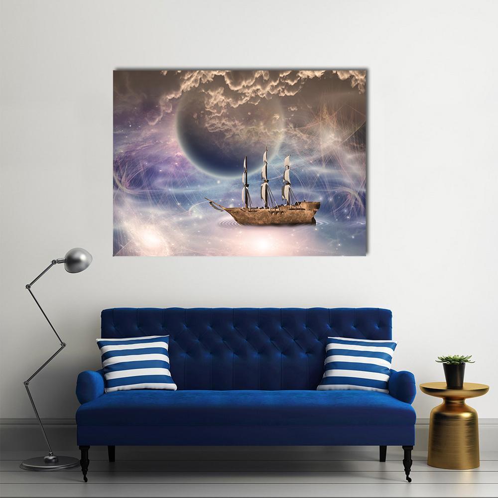 Sailing Ship With Full Sails Canvas Wall Art-1 Piece-Gallery Wrap-48" x 32"-Tiaracle