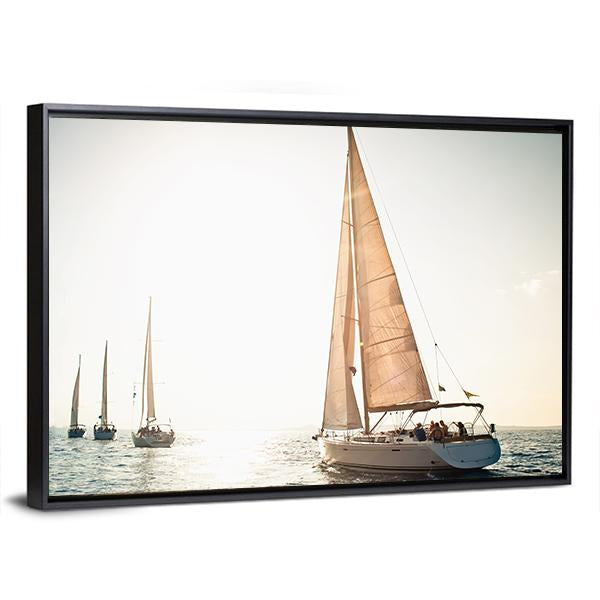 Sailing Ship Yachts Canvas Wall Art-3 Horizontal-Gallery Wrap-25" x 16"-Tiaracle