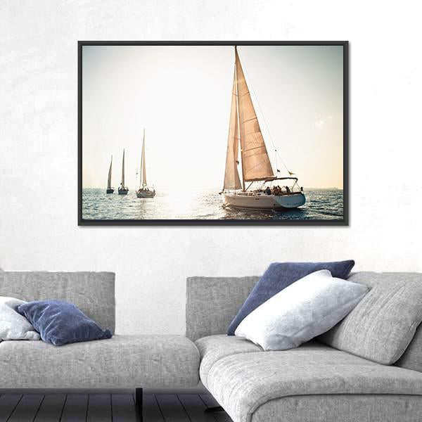Sailing Ship Yachts Canvas Wall Art-3 Horizontal-Gallery Wrap-25" x 16"-Tiaracle