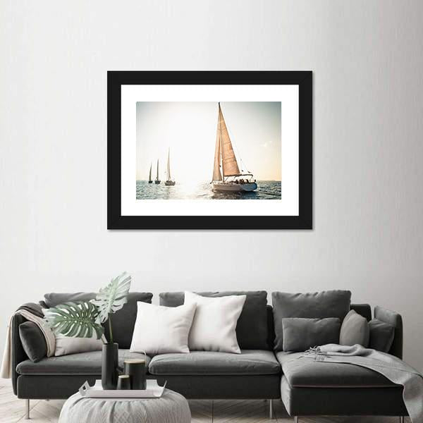 Sailing Ship Yachts Canvas Wall Art-3 Horizontal-Gallery Wrap-25" x 16"-Tiaracle