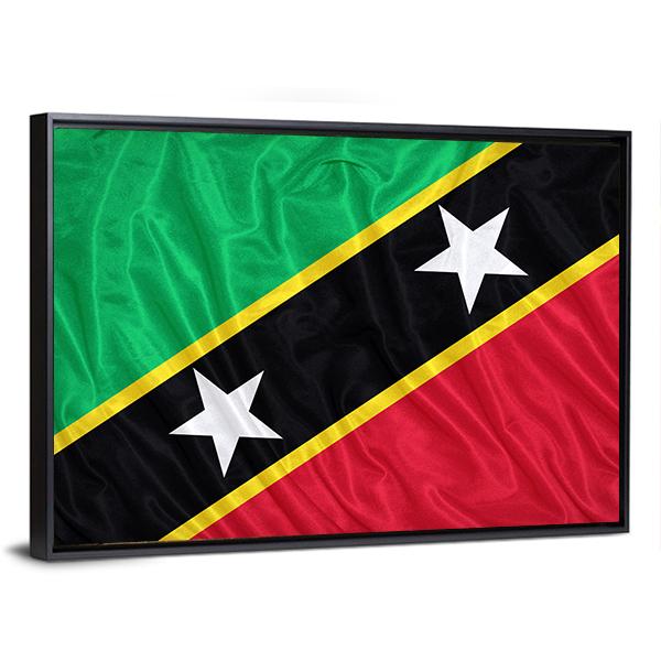 Saint Kitts & Nevis Flag Canvas Wall Art-3 Horizontal-Gallery Wrap-25" x 16"-Tiaracle