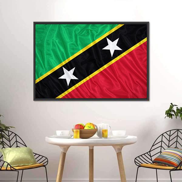 Saint Kitts & Nevis Flag Canvas Wall Art-3 Horizontal-Gallery Wrap-25" x 16"-Tiaracle