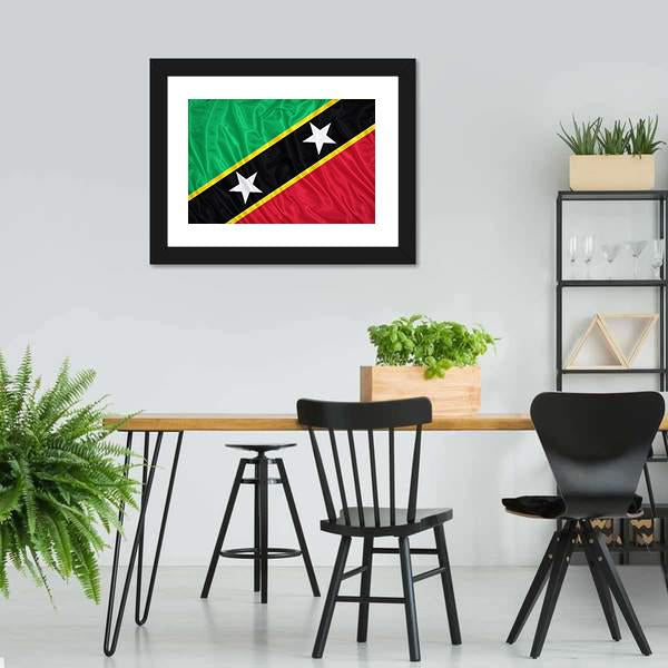 Saint Kitts & Nevis Flag Canvas Wall Art-3 Horizontal-Gallery Wrap-25" x 16"-Tiaracle