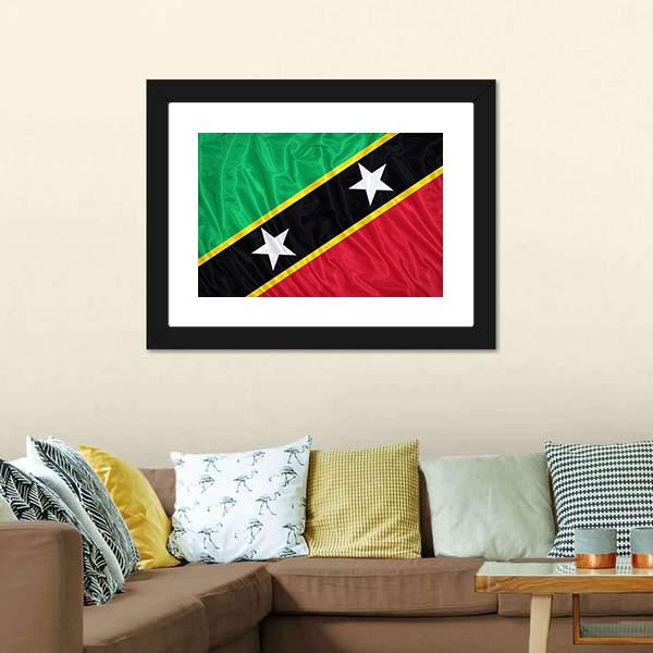 Saint Kitts & Nevis Flag Canvas Wall Art-3 Horizontal-Gallery Wrap-25" x 16"-Tiaracle