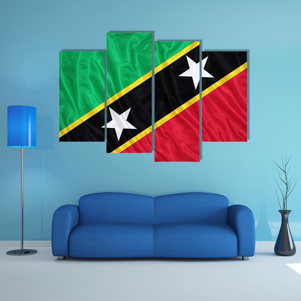 Saint Kitts & Nevis Flag Canvas Wall Art-4 Pop-Gallery Wrap-50" x 32"-Tiaracle