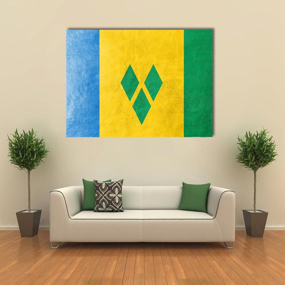Saint Vincent And The Grenadines Flag Canvas Wall Art-1 Piece-Gallery Wrap-48" x 32"-Tiaracle