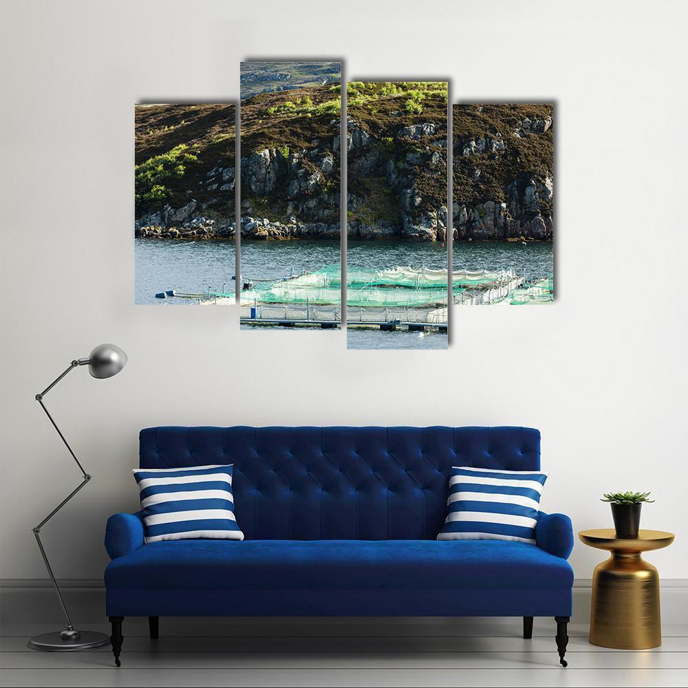 Salmon Farm Loch A Chairn Bhain Canvas Wall Art-4 Pop-Gallery Wrap-50" x 32"-Tiaracle