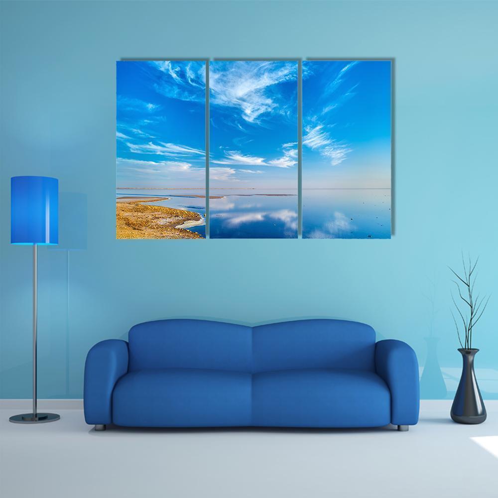 Salt Lake In Tunisia Canvas Wall Art-3 Horizontal-Gallery Wrap-37" x 24"-Tiaracle