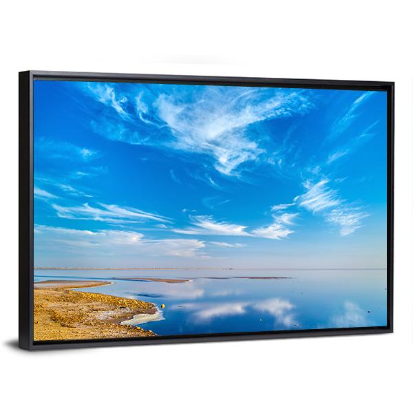 Salt Lake In Tunisia Canvas Wall Art-3 Horizontal-Gallery Wrap-25" x 16"-Tiaracle