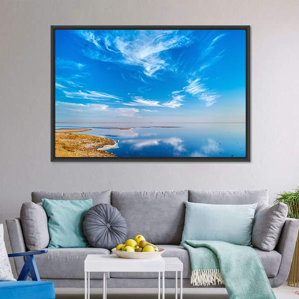 Salt Lake In Tunisia Canvas Wall Art-3 Horizontal-Gallery Wrap-25" x 16"-Tiaracle