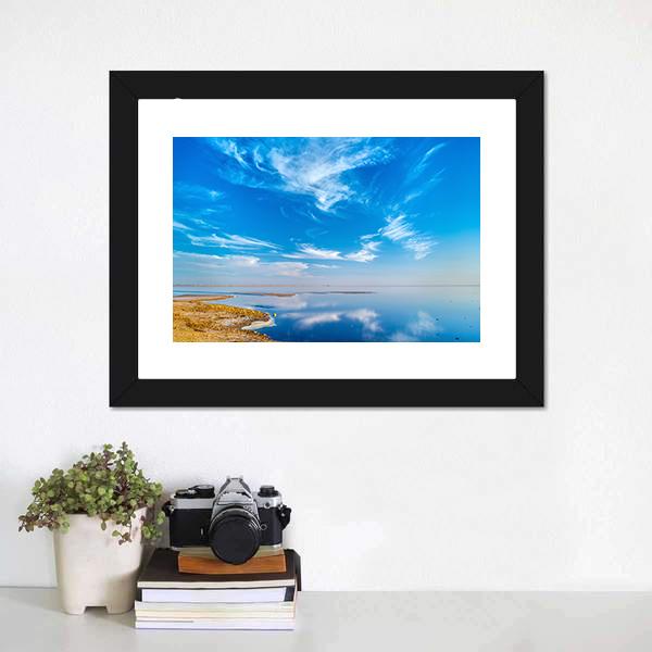 Salt Lake In Tunisia Canvas Wall Art-1 Piece-Framed Print-20" x 16"-Tiaracle