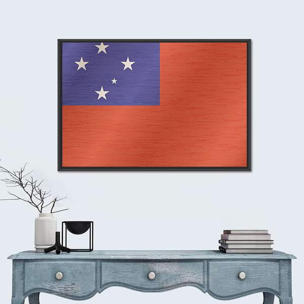 Samoa Flag Canvas Wall Art-1 Piece-Floating Frame-24" x 16"-Tiaracle