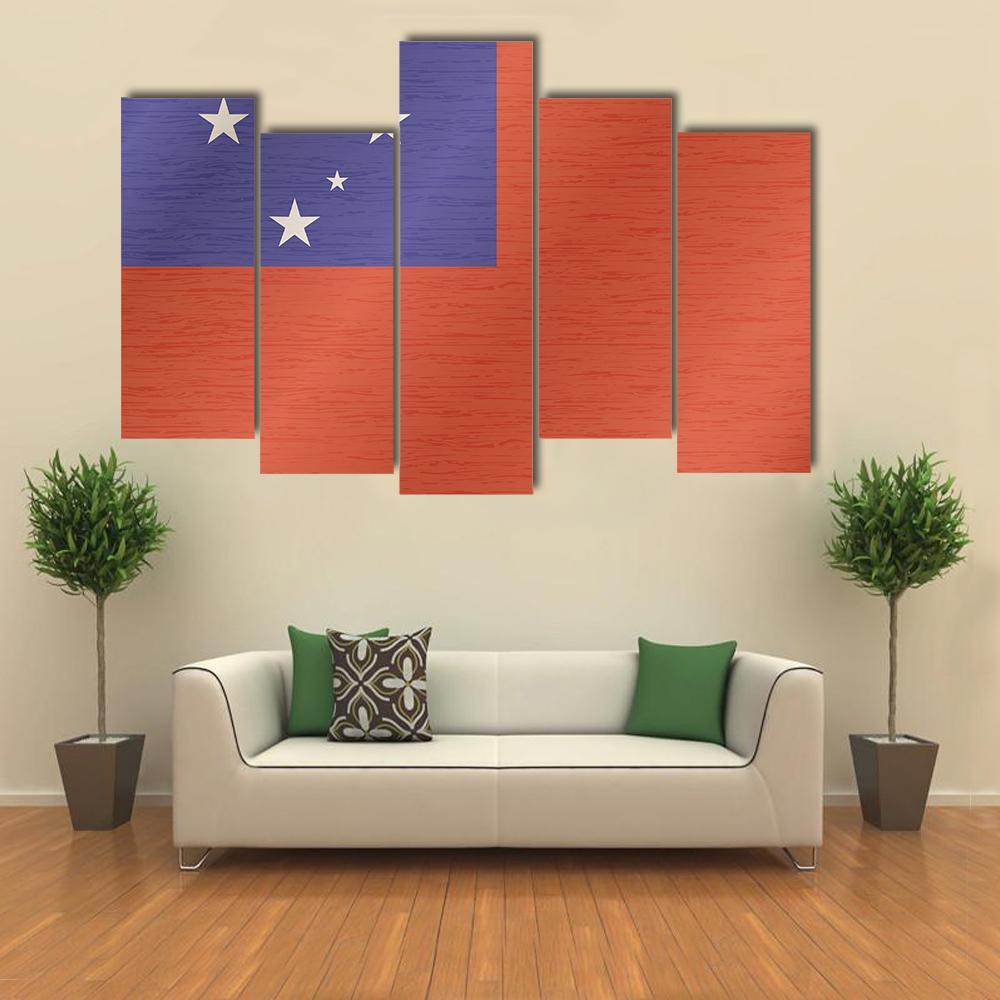 Samoa Flag Canvas Wall Art-5 Pop-Gallery Wrap-47" x 32"-Tiaracle