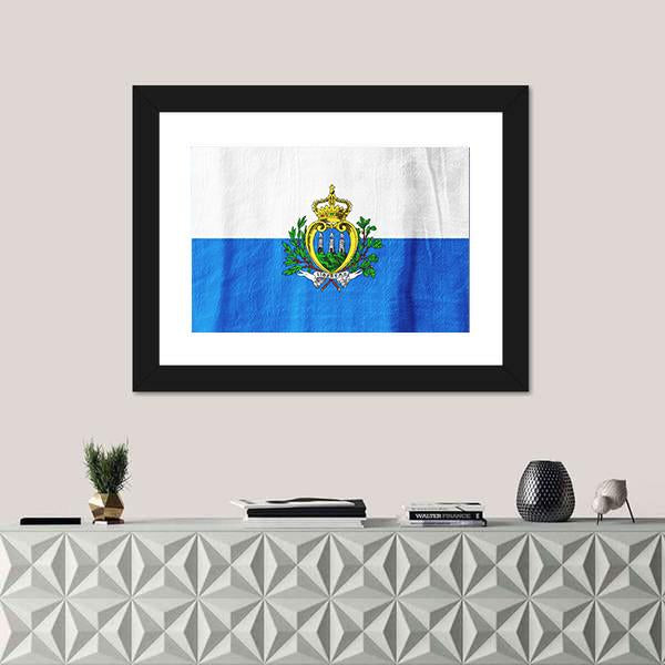 San Marino Flag Canvas Wall Art-1 Piece-Framed Print-20" x 16"-Tiaracle