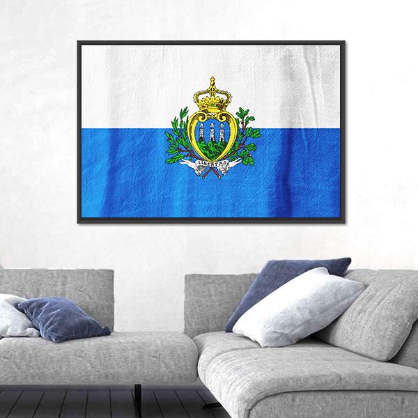 San Marino Flag Canvas Wall Art-3 Horizontal-Gallery Wrap-25" x 16"-Tiaracle