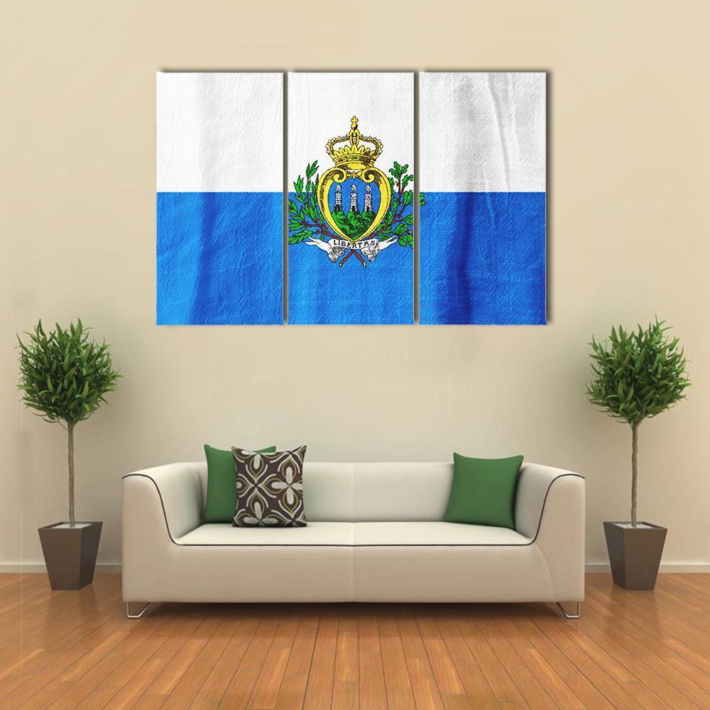 San Marino Flag Canvas Wall Art-3 Horizontal-Gallery Wrap-37" x 24"-Tiaracle