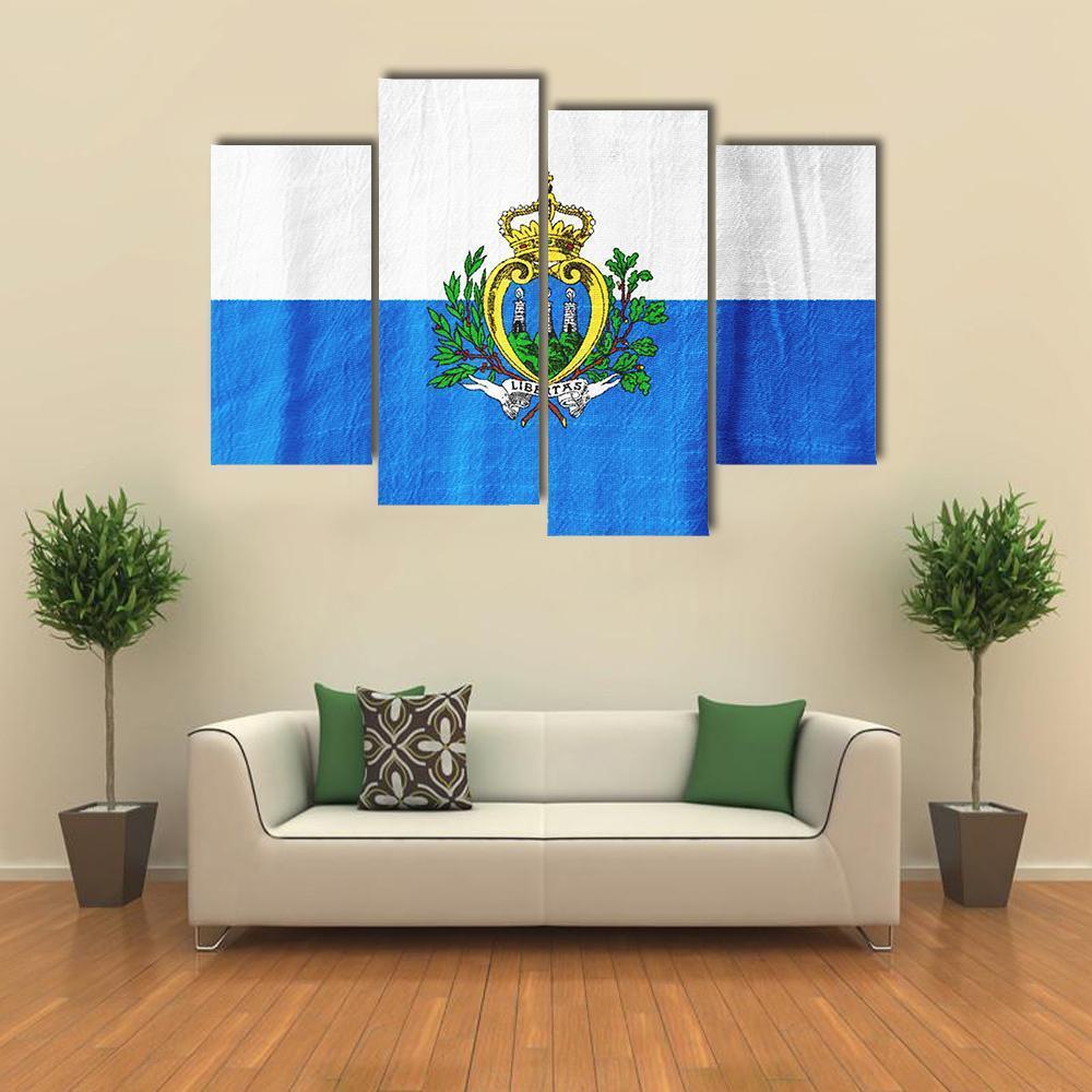 San Marino Flag Canvas Wall Art-4 Pop-Gallery Wrap-50" x 32"-Tiaracle
