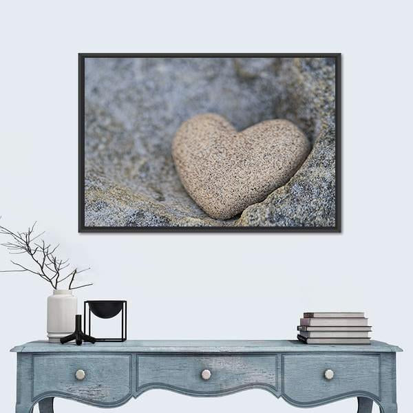 Sand Look Alike Heart Canvas Wall Art-1 Piece-Floating Frame-24" x 16"-Tiaracle