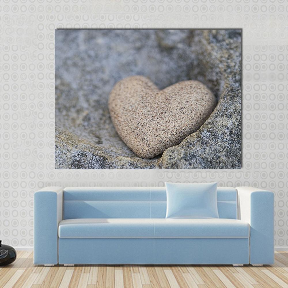 Sand Look Alike Heart Canvas Wall Art-1 Piece-Gallery Wrap-48" x 32"-Tiaracle