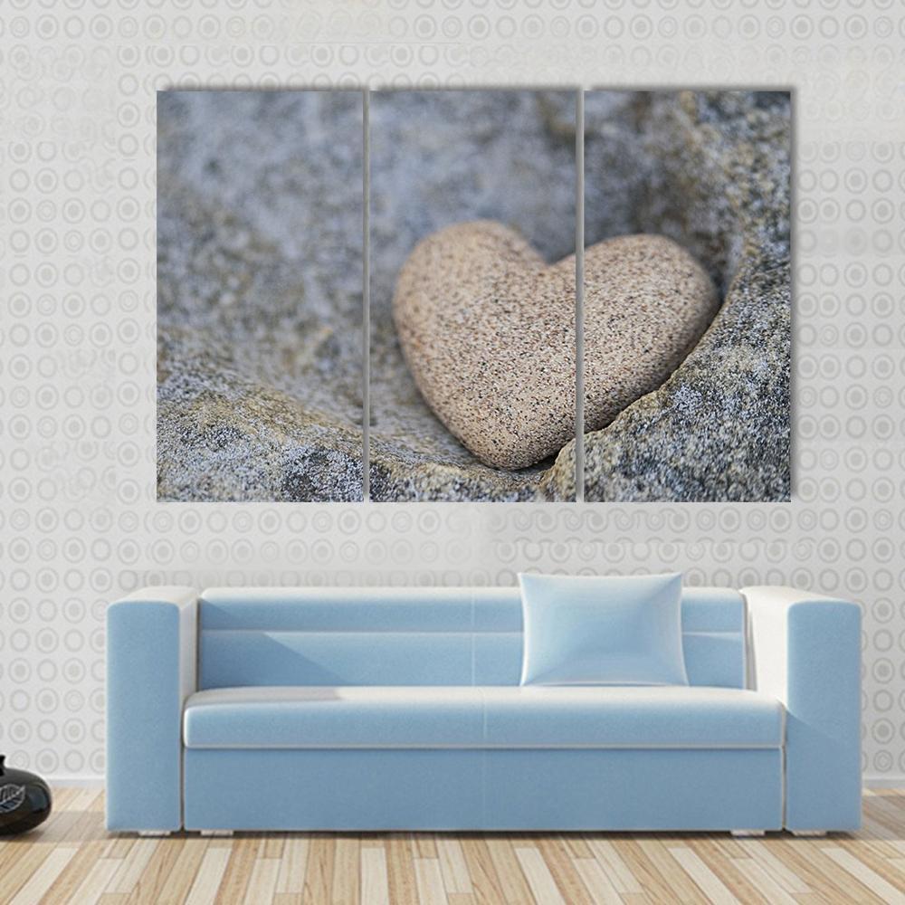 Sand Look Alike Heart Canvas Wall Art-3 Horizontal-Gallery Wrap-37" x 24"-Tiaracle